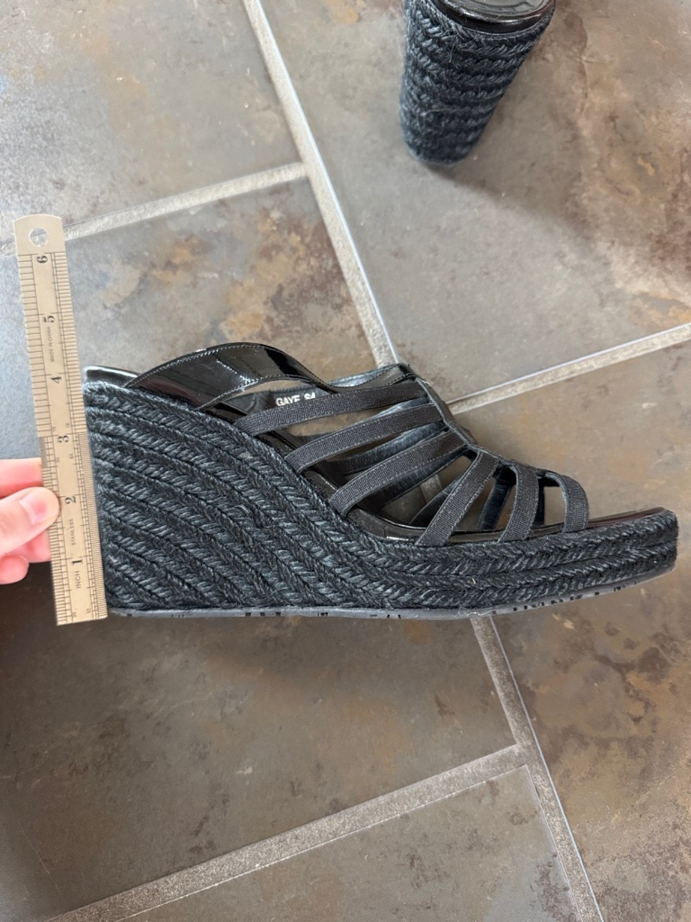 Donald J Pliner Black Espadrille Wedge Sandals Womens 8.5 Stretch Strappy Mule - Picture 12 of 12